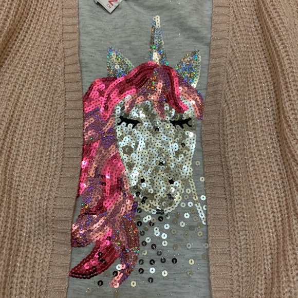 NWT Primark 2 Piece Set Pink Open Front Cardigan & Unicorn Tee Girl's Size 11-12 - Picture 2 of 3